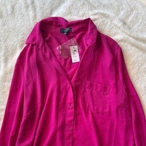 The Limited Fuchsia Button-Up Blouse